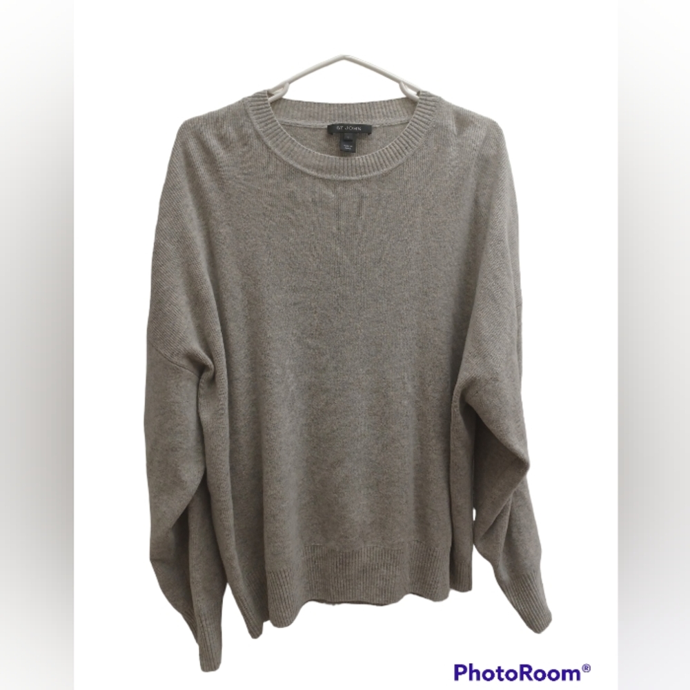 St. John Sweater Grey Wool Woman Size L New no tags